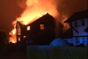 Beeston Fields House In Nottingham In Blazing Fire