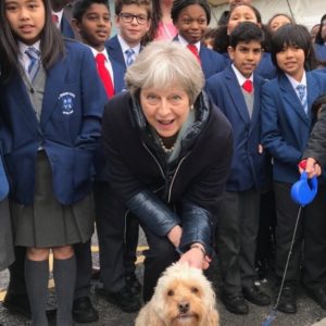 Theresa May Visits Her Childhood Primary School In East London