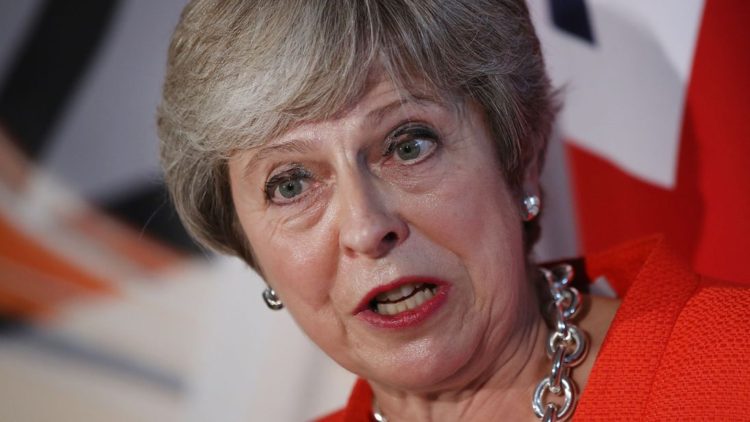 Theresa May In  Brexit No Deal Corridor