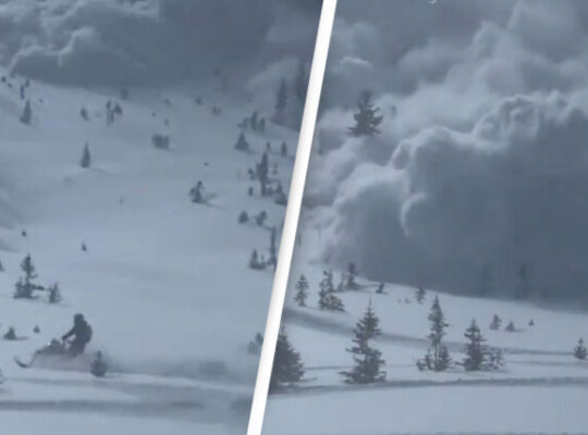 Footage Of Snow mobilisers Trying To Escape Avalanche Circulating On Social Media