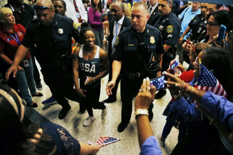 Simon Biles Emotional Return To Houston Met By Supporting Crowds