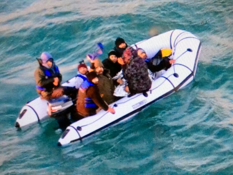 Coastguard Rescue Sinking Migrants From Water In English Channel