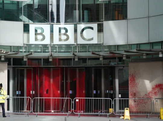 BBC Broadcasting House Headquarters Sprayed In Red Paint By Pro Palestinian Group