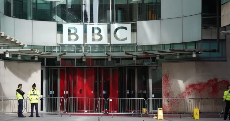 BBC Broadcasting House Headquarters Sprayed In Red Paint By Pro Palestinian Group