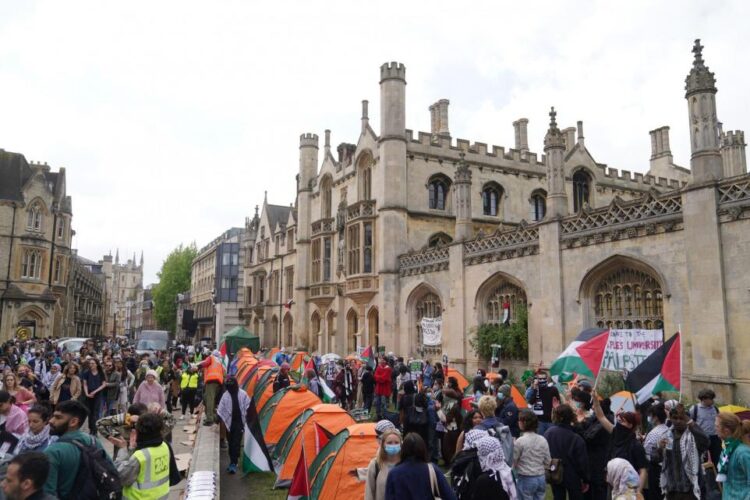 Anti War Protests At Cambridge University Ahead Of Graduation Ceremonies