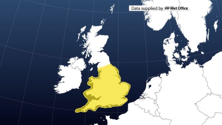 UK Weather Warning: Yellow Alert Issued for Most of England and Wales