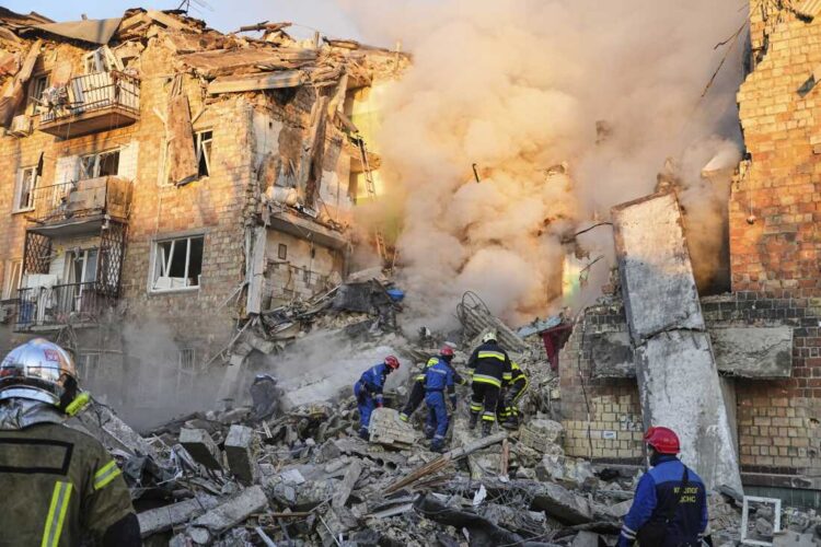 Russian Strike reduces residential tower  to rubble in Western Ukraine